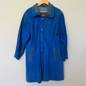 Vintage 80s cobalt blue suede jacket coat by Naturel sz L